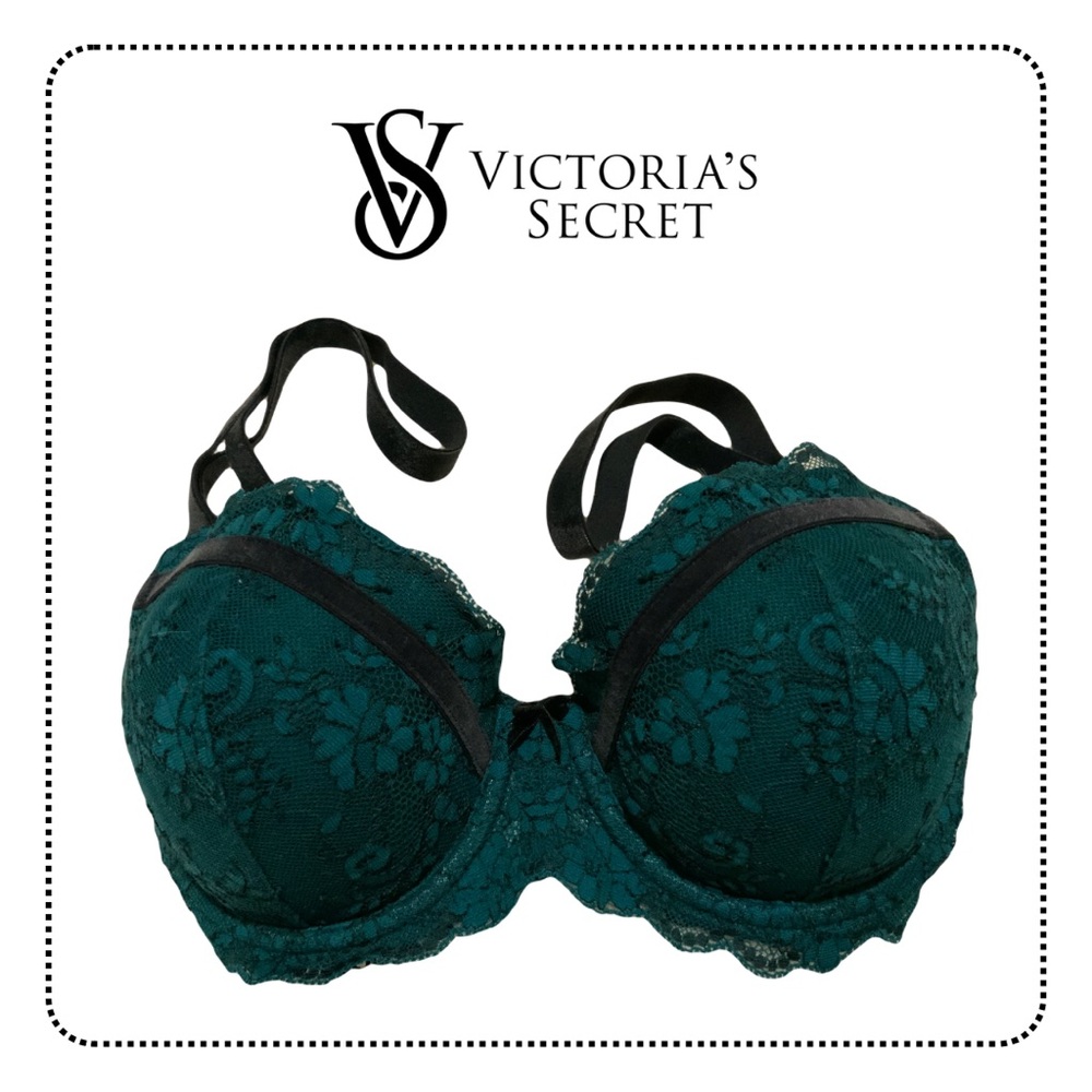 Victoria’s Secret Dream Angels Lined Demi Bra 32DD Emerald Green Lace